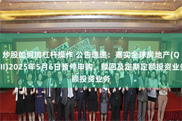 炒股如何加杠杆操作 公告速递：嘉实全球房地产(QDII)2025年5月6日暂停申购、赎回及定期定额投资业务