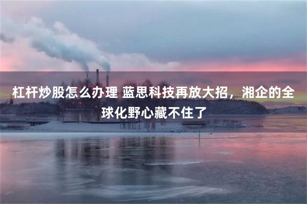 杠杆炒股怎么办理 蓝思科技再放大招，湘企的全球化野心藏不住了